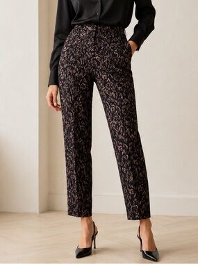 Tanya Taylor Kian Metallic Pants 2 Black Bronze Party Glam